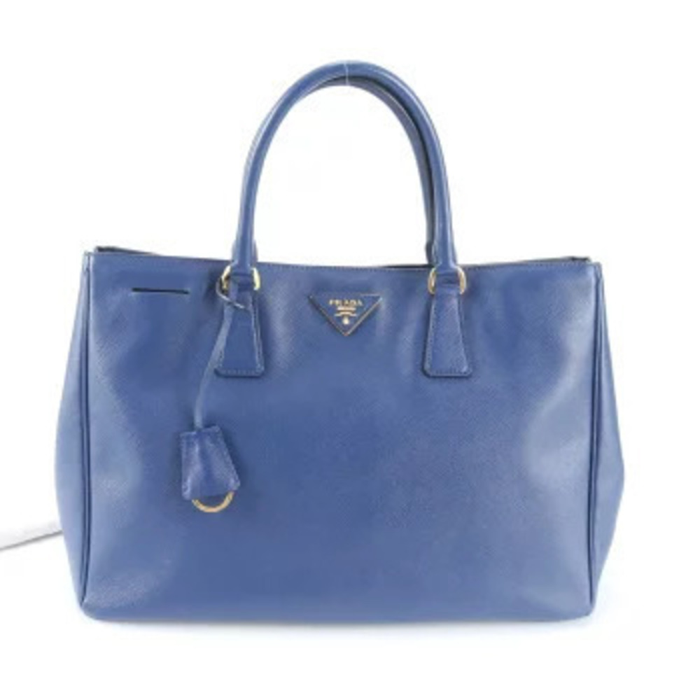 Prada Saffiano Galleria Leather Tote Bag Triangle Blue